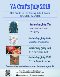YA Crafts in JULY!