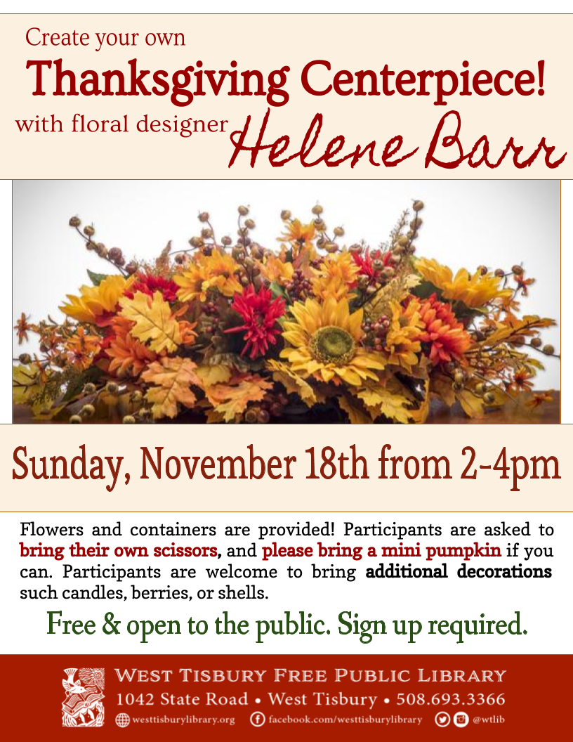 CLASS FULL! Make a Thanksgiving Centerpiece with Helene Barr!