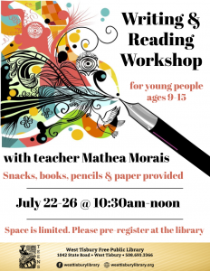 Writing & Reading Workshop with Mathea Morais