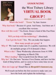 CLASS FULL-Online Book Club "Emma"