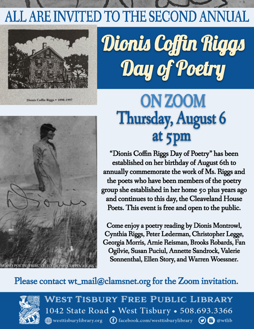 Online Event: Second Annual Dionis Coffin Riggs Day of Poetry