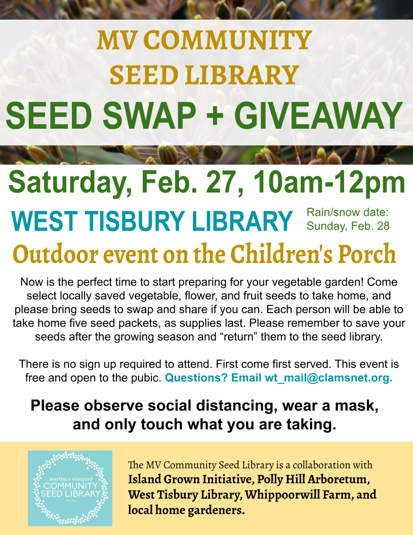 MV Community Seed Library’s Seed Swap and Giveaway