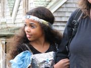 A young library user enjoys the library Halloween party, sponsored by the Friends.