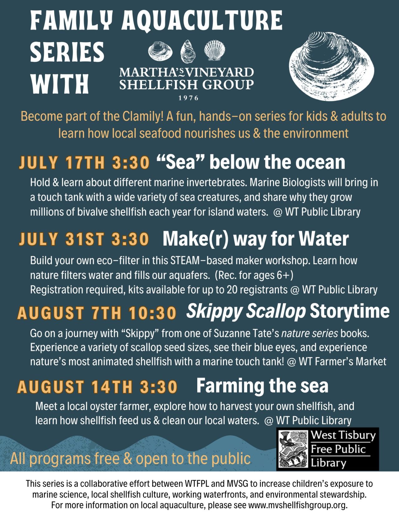 Family Aquaculture Series Farming the Sea West Tisbury Public Library