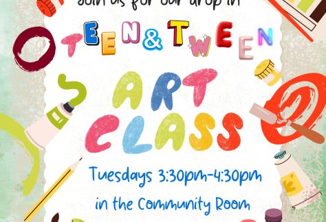 teen/tween art class Tuesdays 3:30pm - 4:30pm
