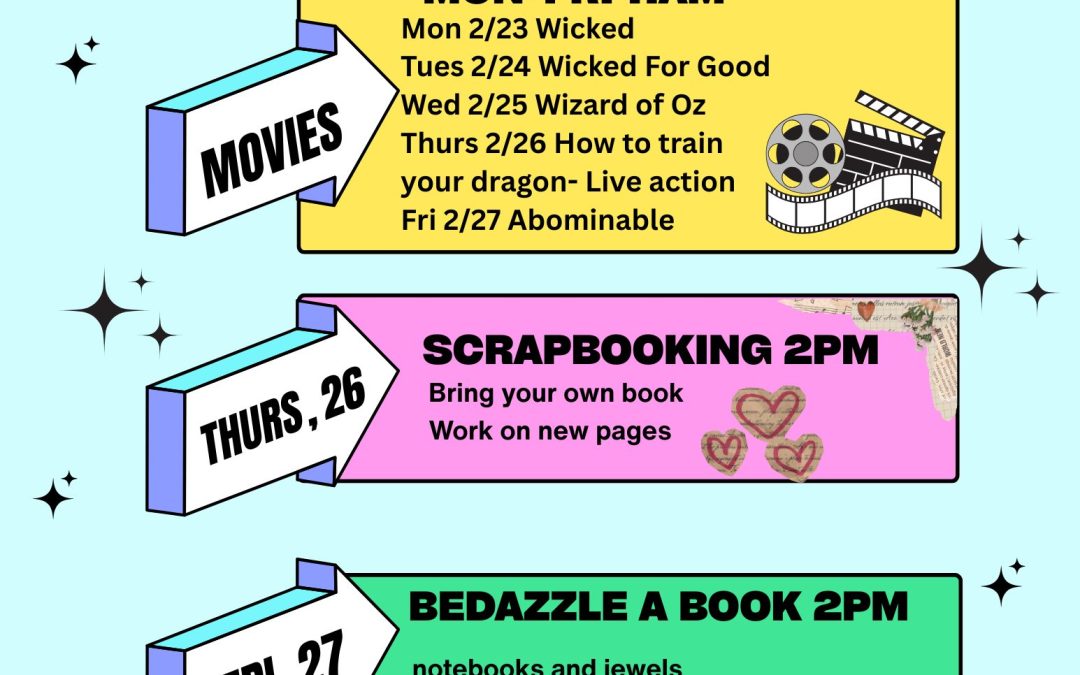 Tuesday Activities for teens/tweens in the YA room