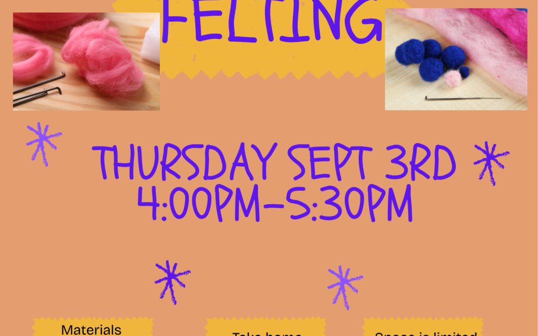 Needle Felting for beginners ages 12-adult